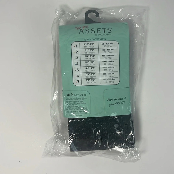 Assets By Sara Blakely Black Wishbone Texture Shaping Tights Women's Size 2 - Picture 2 of 3